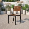 Emma and Oliver Outdoor Faux Teak Side Chair with Poly Slats - Teak Patio Chair - 2 of 4