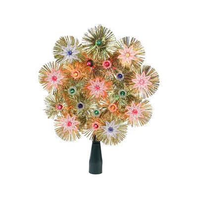 Northlight 8" Lighted Gold Retro Tinsel Snowflake Christmas Tree Topper - Multi Lights