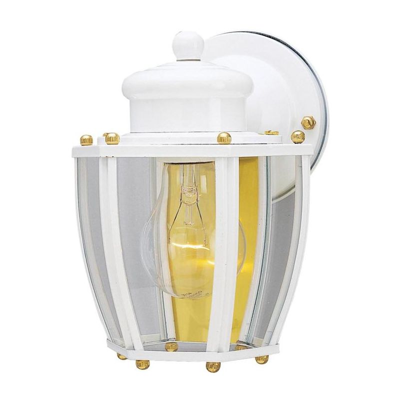 Westinghouse Semi-Gloss Gold/White Switch Incandescent Wall Lantern, 1 of 2