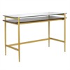 46" Brass Finish Desk with Walnut Shelf - Henn&Hart - 2 of 4