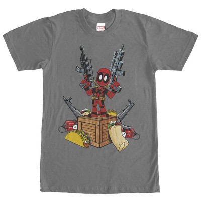 Men's Marvel Deadpool Weapons and Food T-Shirt - Charcoal - Small