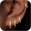 Small Gold Huggie Hoop Earrings Set for Women Men Hypoallergenic 14K Plated Stack Cartilage Earrings, Multiple Piercing - 2 of 4