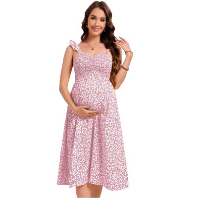 Maternity Dress Women Floral Midi Corset Dress Boho Flowy Dresses