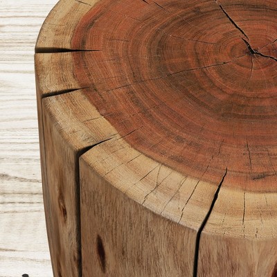 Rustic Lodge 18'' Round Brown Wood & Metal Stump Accent Table