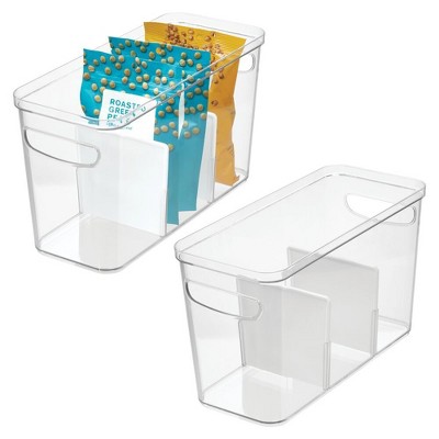 iDesign 3-Section Divided Pantry Organizer Bin - Set of 2 - Clear/White