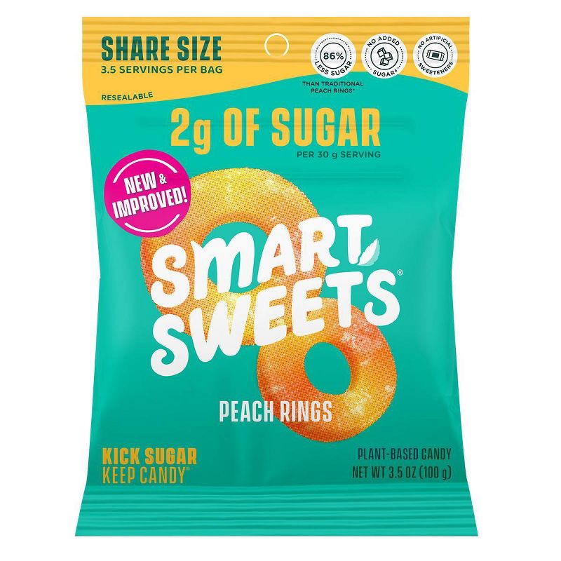SmartSweets Peach Rings, Sour Gummy Candy - 3.5oz, 1 of 7