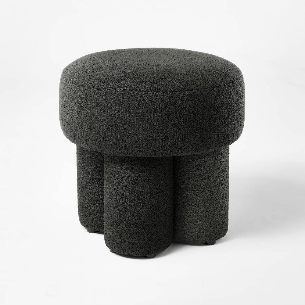 Photos - Pouffe / Bench Boucle Fully Upholstered Accent Ottoman Stool Black - Threshold™