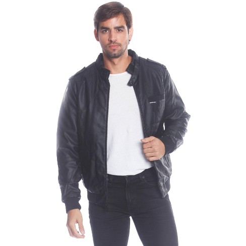 Members Only Men's Big And Tall Faux Leather Iconic Racer Jacket