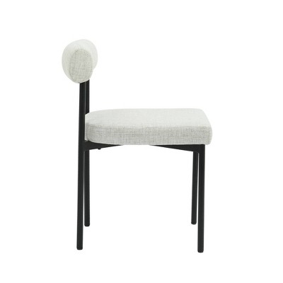 Set of 4 Gray Upholstered Metal Dining Chairs