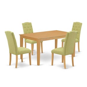 HomeStock 5-Pc Natural Oak Finish Solid Wood Top - Rectangular Dining Room Set - Seats 4 - 1 of 4