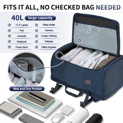 Unique Bargains TSA Friendly Flight Approved Carry on Backpack Travel Backpack 40L Blue — фото 4