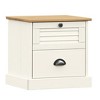 Bedside Cabinet White Solid Pine Wood, Engineered Wood, Metal - 2 of 4