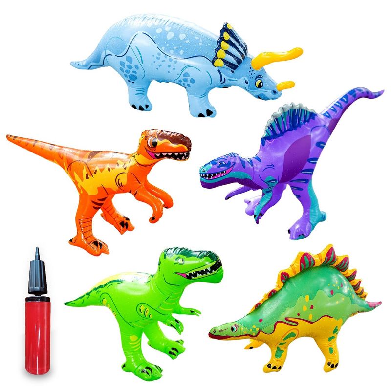 Dazmers Inflatable Dinosaur Toys Set with Pump - 5 Pieces, 1 of 4
