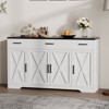 4 Doors, Modern Farmhouse Buffet Storage Cabinet ，Modern Large Wood Farmhouse ， Large Modern Buffet Cabinet - 4 of 4