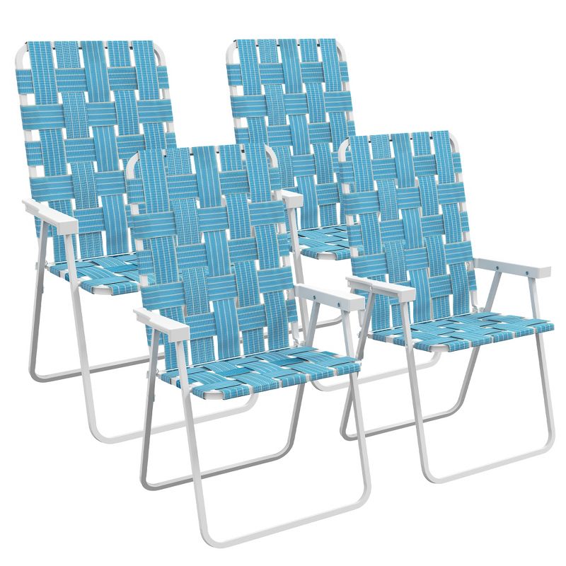 Outsunny Patio Folding Chairs, Classic Outdoor Camping Chairs, Portable Lawn Chairs w/ Armrests, 1 of 7
