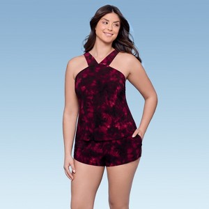 Aqua Green Women's High Neck Swim Romper - 1 of 3