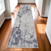 HomeRoots 10' Ivory and Blue Abstract Power Loom Distressed Non Skid Runner Rug - 2 of 3