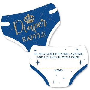 Big Dot of Happiness Royal Prince Charming - Diaper Shaped Raffle Ticket Inserts - Baby Shower Activities - Diaper Raffle Game - Set of 24 - 1 of 4