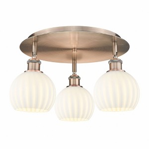 White Venetian - 3 Light Flush Mount In Modern Style-9 Inches Tall and 17.75 Inches Wide - 1 of 1