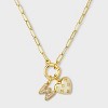 14K Gold Dipped Cubic Zirconia Puffy Heart Charm Initial Necklace - A New Day™ Gold - 2 of 4