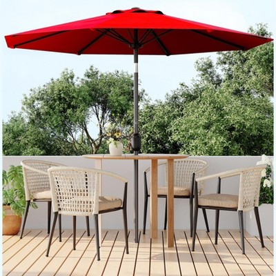 10ft Patio Umbrella, Table Umbrella Outdoor Patio with Crank Lift & Push Button Tilt, 8 Sturdy Ribs for Yard, Deck, Pool