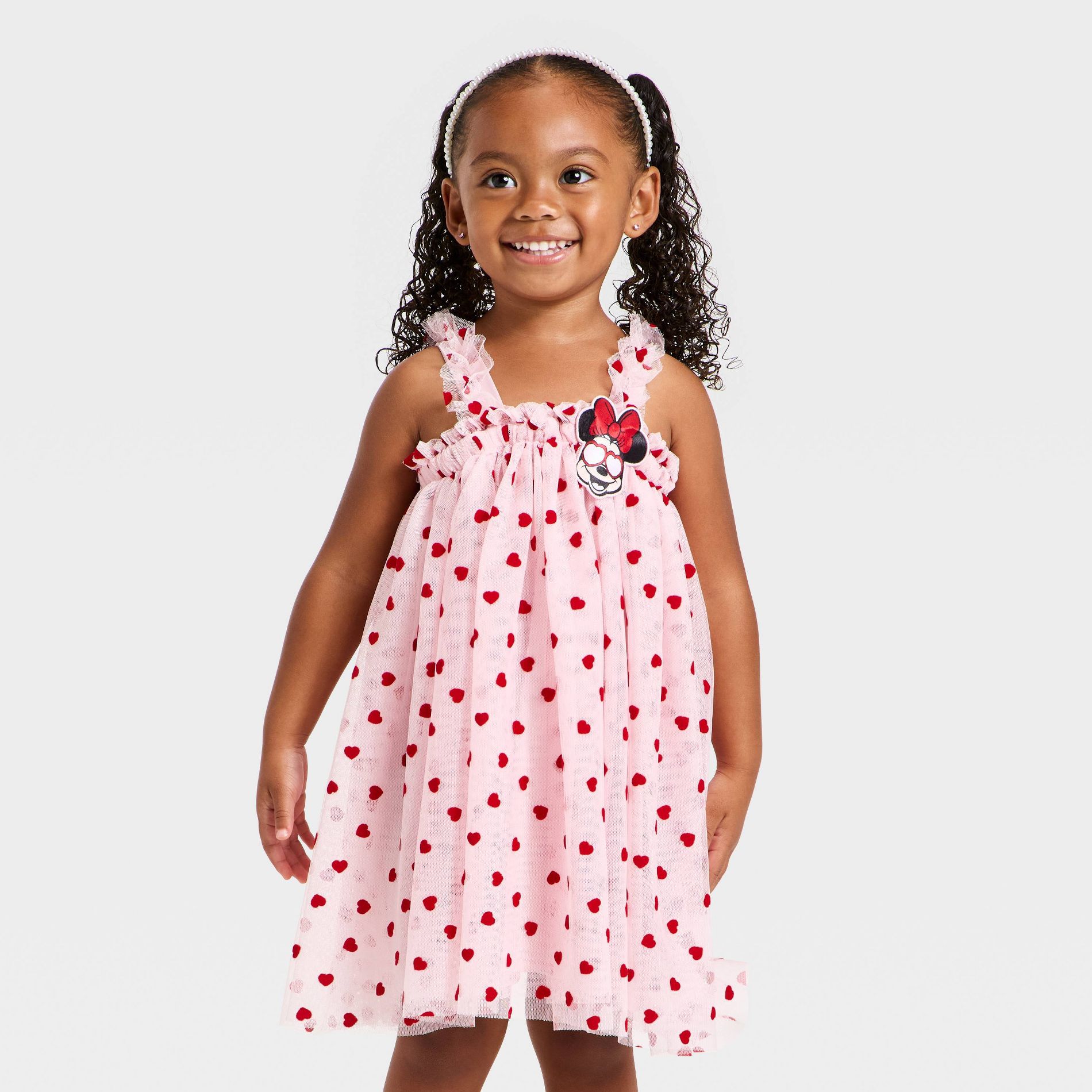 Toddler Girls' Disney Minnie Mouse Valentines Tulle Dress - Pink