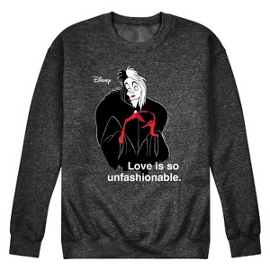 Men's - Disney Villains - Cruella De Vil Love Unfasionable Graphic Fleece Sweatshirt - 1 of 4