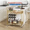 Homhougo Gold Bar Cart with Wheels, Home Bar Serving Cart with Wine Rack and Glass Holder,  2 Tier Bar Cart for Kitchen Living Room Dining Room - 2 of 4