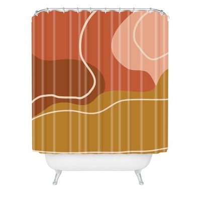 June Journal Abstract Organic Shapes in Zen Shower Curtain Brown - Deny Designs