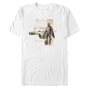 Men's Star Wars: The Mandalorian Starfighter Blue Prints T-Shirt - 1 of 4