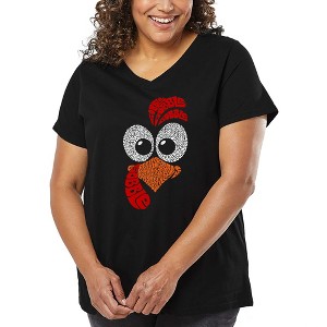 LA Pop Art Turkey Face - Women's Word Art V-Neck - 1 of 4