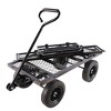 Vynxaria (Black solid wheels wagon cart) Solid wheels Tools cart Wagon Cart Garden cart trucks make it easier to transport firewood - 3 of 4