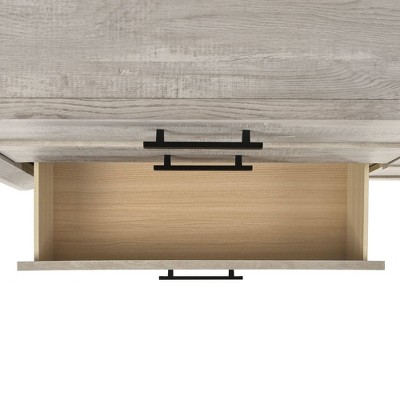 Ash White 5-Drawer Chest with Black Pulls
