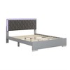 Queen Size Upholstered Bed With LED Lights, Modern Platform Bed With Velvet Headboard, Solid Wooden Slats Support, No Box Spring Needed - 3 of 4