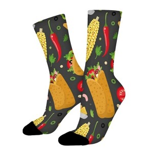 Food Women Printed Crew Socks Funny Funky Socks Soft Polyester Novelty Gifts for Artists Men - 1 of 1