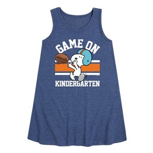 - Peanuts - Game On Kindergarten Graphic Sleeveless Aline Dress - 1 of 4