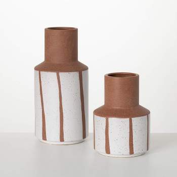 Sullivans 13" & 9" Modern Ceramic Bottle Vase Set of 2