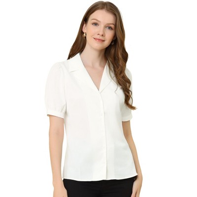 Allegra K Women's Button Up Removable Tie Chiffon Lapel Collar Shirt