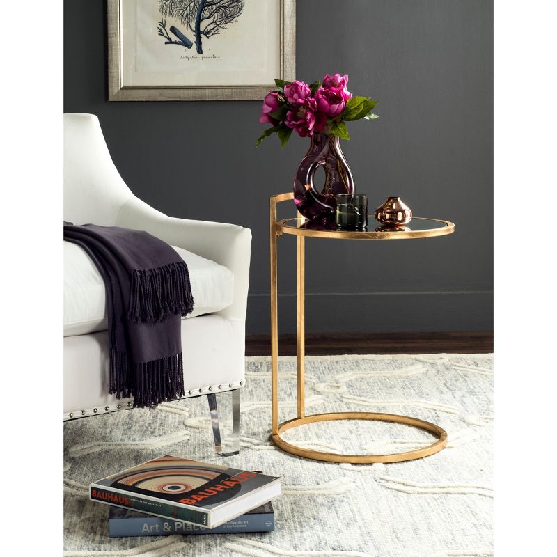 Calvin Round Gold Leaf End Table - Gold/Mirror - Safavieh., 2 of 5