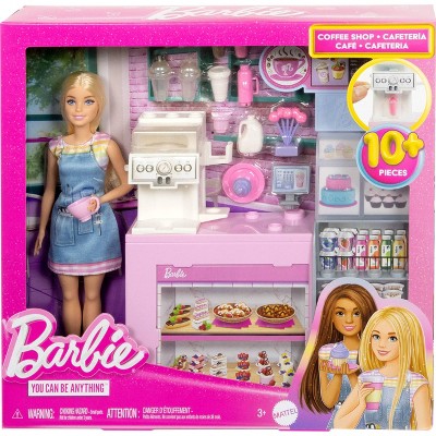 Barbie Coffee Shop Playset with Blonde Barista Doll and Accessories