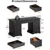 Dyonery 60" Farmhouse Executive Office Desk with Drawers and File Cabinet, Embossed Texture Wood Home Office Desk,Black/Brown/White and brown - 2 of 4
