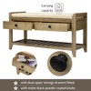 Lyngins Wooden Shoe Storage Bench, Entryway Bench with 2 Sliding Drawers & Gridded Rack, Ottoman Bench with Storage, Foot Stool with Cushion - 4 of 4