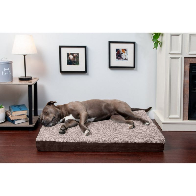 FurHaven Two-Tone Faux Fur & Suede Deluxe Orthopedic Mattress Dog Bed, 3 of 5