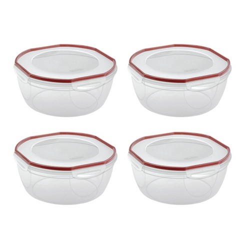 Sterilite Ultra Seal 16 Cup Rectangular Food Storage Containers, Red (4 Pack)