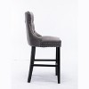 CAVINAS Mid-Century Barstools with Button Tufted and Chrome Nailhead Trim, Velvet Upholstered Dining Chair, Leisure Bar Chairs, Bar Stools, Set of 2 - 4 of 4