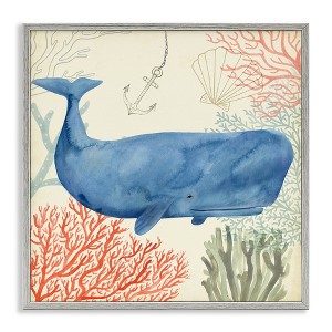 Stupell Industries Underwater Whimsical Whale Watercolor, 12" x 12" - 1 of 4