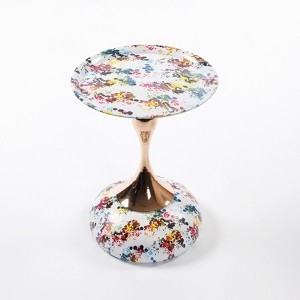 TiramisuBest Modern Mermaid Tail Side Table, Round Metal Pedestal Table for Small Spaces & Living Room,Colorful - 1 of 4