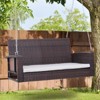 Resenkos 2-Person Wicker Swing Bench, Outdoor Patio Swing Chair With Cushions,  Perfect for Garden, Orange - 3 of 4