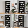 62" Black Wood Grain Doorless Decorative Storage Cabinet Bookcase - 2 of 4