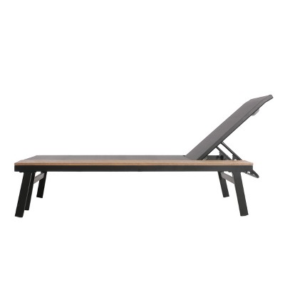 Gray and Black Mesh and Aluminum 2-Person Chaise Lounge Set